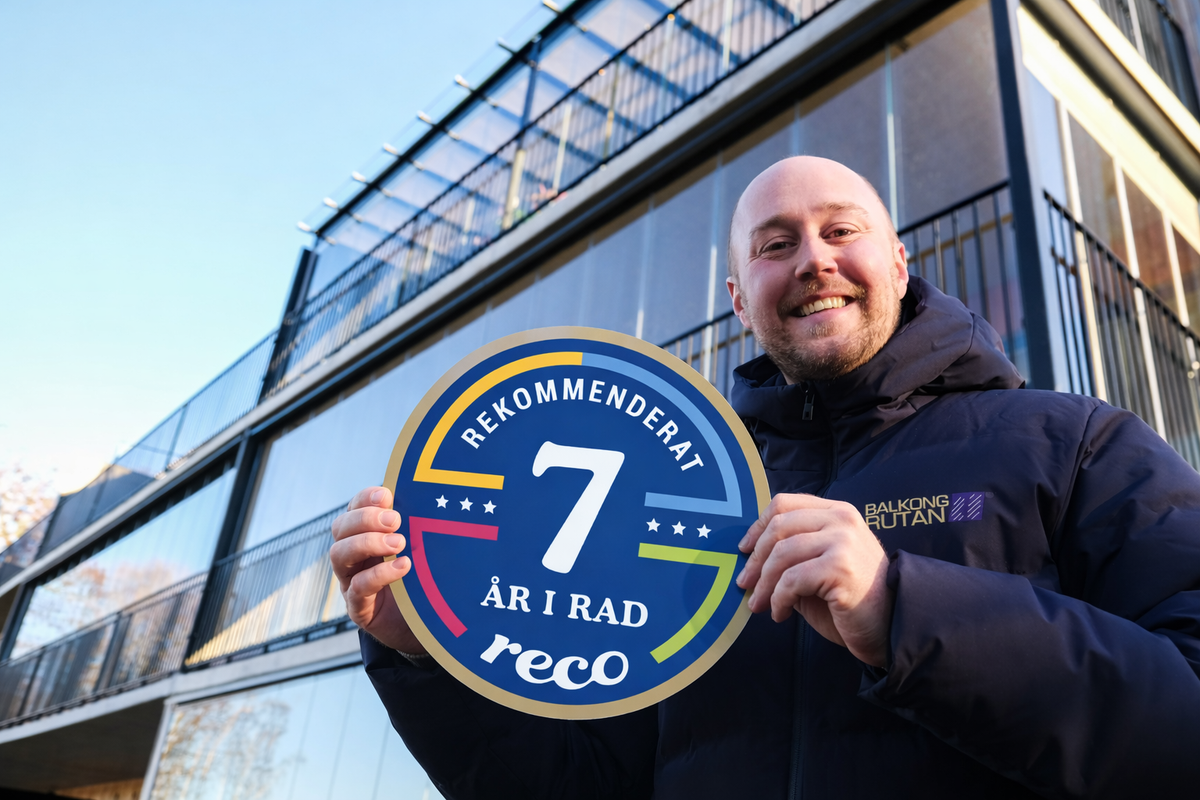 Balkongrutan är ett rekommenderat företag via reco.se för sjunde året i rad